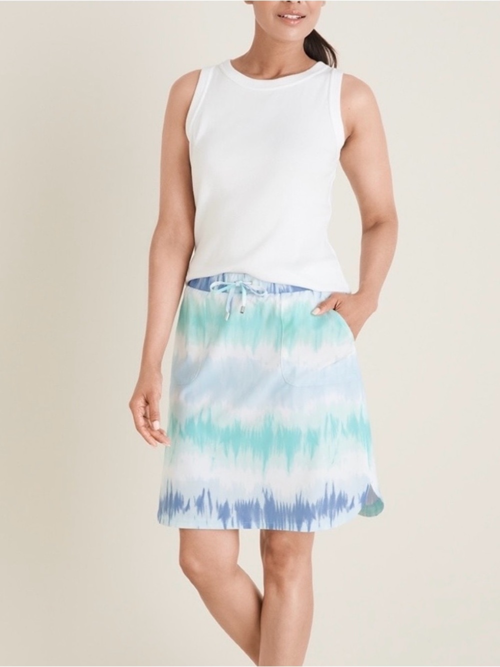 # Zenergy by Chico’s XL Tie-Dye Drawstring Skort in Aqua & Blue